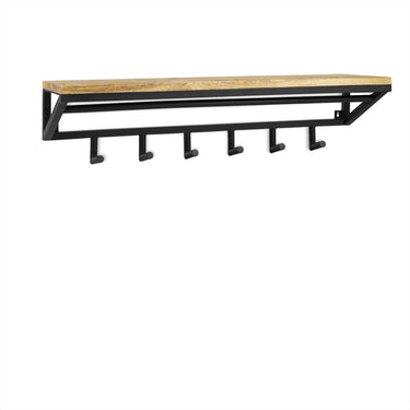 Industriële wandkapstok mangohout 120 cm
