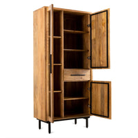 Benoa Vitrinekast Jayden mangohout blank 85 cm - Mooier Thuis
