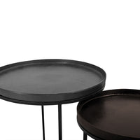 Benoa Bijzettafel Lieke mangohout zwart metaal set van 2