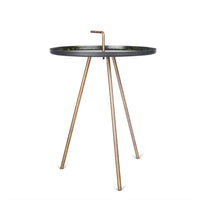Bijzettafel Saffier rond 39 cm messing groen - Mooier Thuis