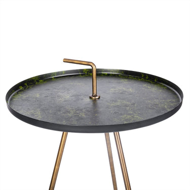 Bijzettafel Saffier rond 39 cm messing groen