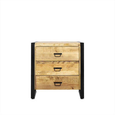 Ladekast Britt mangohout naturel 80 cm met 3 lades