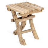 Bijzettafel Barney teakhout vierkant 30x30 cm - naturel en bruin - Mooier Thuis