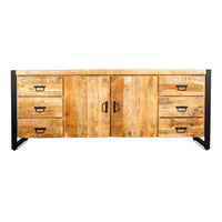 Dressoir Britt 200 cm hout zwart - Mooier Thuis