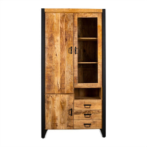 Vitrinenschrank Britt Mangoholz mit Glastür rechts 100 cm