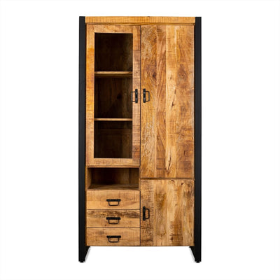 Vitrine Britt Mangoholz 100 cm mit Glastür