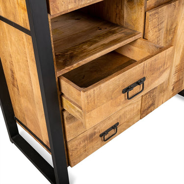 Vitrinekast Britt mangohout 100 cm met glazen deur