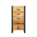 Ladekast Britt 60 cm mangohout 5 lades naturel dressoir - naturel en bruin - Mooier Thuis