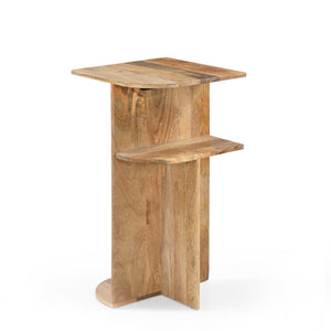 Bijzettafel Jade naturel hout rond 38x70 cm