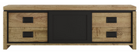 TV-meubel Novelle mangohout zwart staal 160 cm