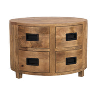 Salontafel Novelle rond mangohout met 4 lades 80 cm