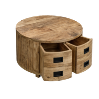 Salontafel Novelle rond mangohout met 4 lades 80 cm