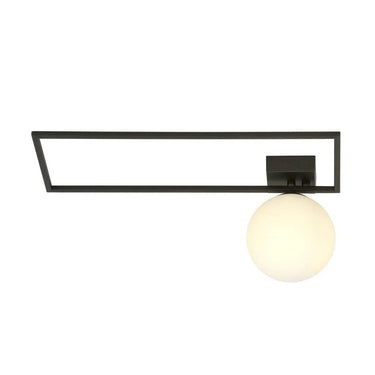 IMAGO 1-lichts plafondlamp - Zwart frame - Opaalwit glas