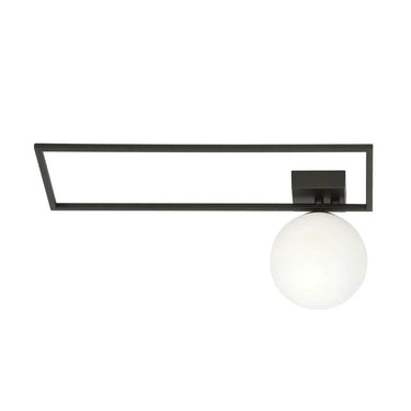 IMAGO 1-lichts plafondlamp - Zwart frame - Opaalwit glas