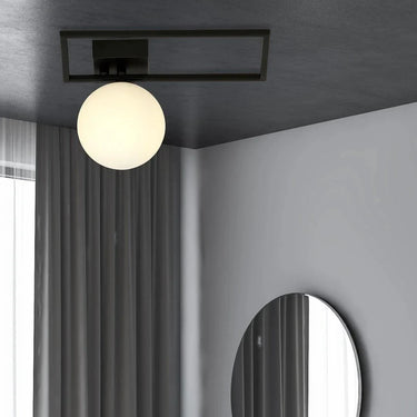 IMAGO 1D 1-lichts plafondlamp - Wit glas - Zwart frame