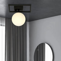 IMAGO 1E 1-lichts plafondlamp - Wit glas - Zwart frame - afbeelding 2