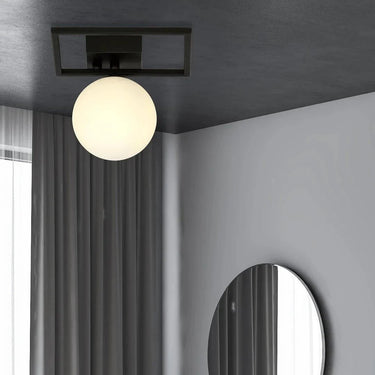 IMAGO 1E 1-lichts plafondlamp - Wit glas - Zwart frame