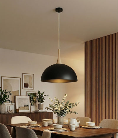 Nautica hanglamp hout 1-lichts zwart naturel groot