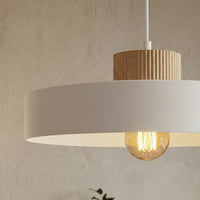 Kivi hanglamp hout 1-lichts wit naturel groot
