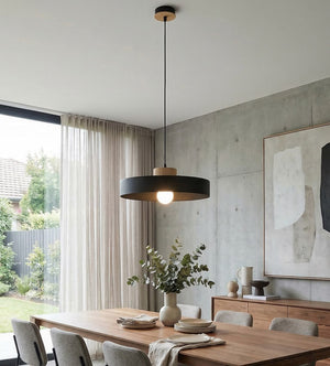 Kivi pendant light wood 1-light black natural large