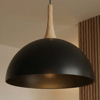 Nautica hanglamp hout 1-lichts zwart naturel groot