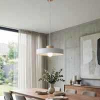 Kivi hanglamp hout 1-lichts wit naturel groot hanglamp met lampenkap - afbeelding 5