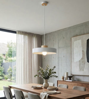 Kivi 1-Light Wood Pendant Lamp White Natural Large