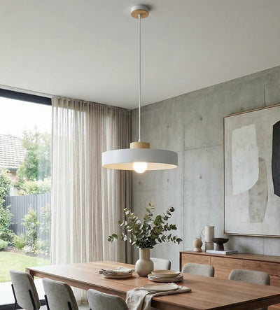 Kivi 1-Light Wood Pendant Lamp White Natural Large