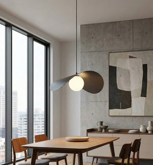 Ritual pendant light white glass 1-light black large