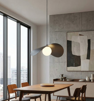 Ritual hanglamp wit glas 1-lichts zwart groot