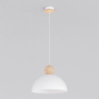 Kaki hanglamp hout 1-lichts wit naturel medium