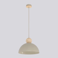 Kaki hanglamp hout 1-lichts mokka naturel medium