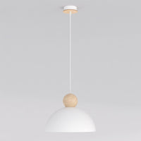 Kaki hanglamp hout 1-lichts wit naturel medium