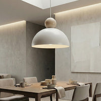 Kaki hanglamp hout 1-lichts wit naturel medium