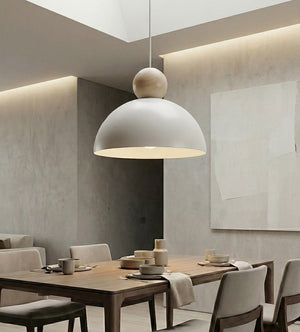 Kaki wooden pendant lamp 1-light white natural medium