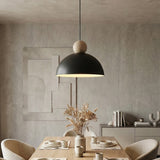 Kaki hanglamp hout 1-lichts zwart naturel medium hanglamp met lampenkap - bestellen bij Mooier Thuis