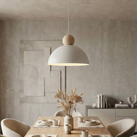 Kaki hanglamp hout 1-lichts wit naturel medium