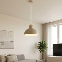 Kaki hanglamp hout 1-lichts mokka naturel medium hanglamp met lampenkap - afbeelding 5