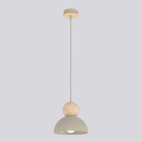 Kaki hanglamp hout 1-lichts mokka naturel klein