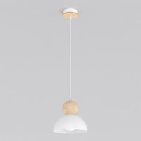 Kaki hanglamp hout 1-lichts wit naturel klein