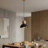Mooier Thuis - Kaki hanglamp hout 1-lichts zwart naturel klein hanglamp met lampenkap - 18 cm breed