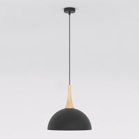 Nautica hanglamp hout 1-lichts zwart naturel klein
