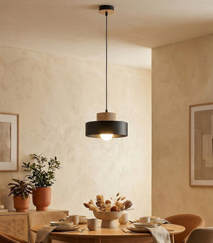 Kivi pendant light wood 1-light black natural small
