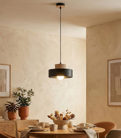 Kivi hanglamp hout 1-lichts zwart naturel klein
