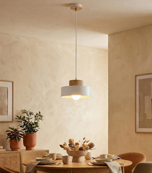 Kivi wooden pendant light 1-light white natural small