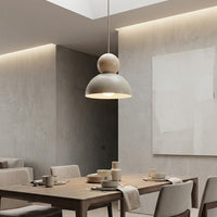 Kaki hanglamp hout 1-lichts mokka naturel klein