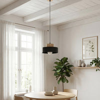 Kivi hanglamp hout 1-lichts zwart naturel klein