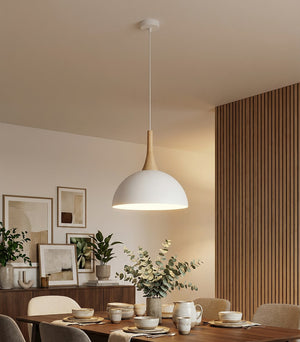 Nautica hanglamp hout 1-lichts wit naturel klein