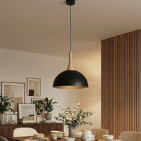Nautica hanglamp hout 1-lichts zwart naturel klein