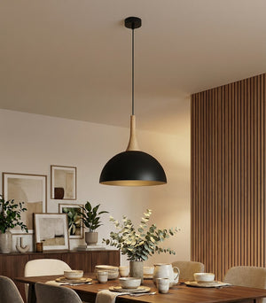 Nautica hanglamp hout 1-lichts zwart naturel klein